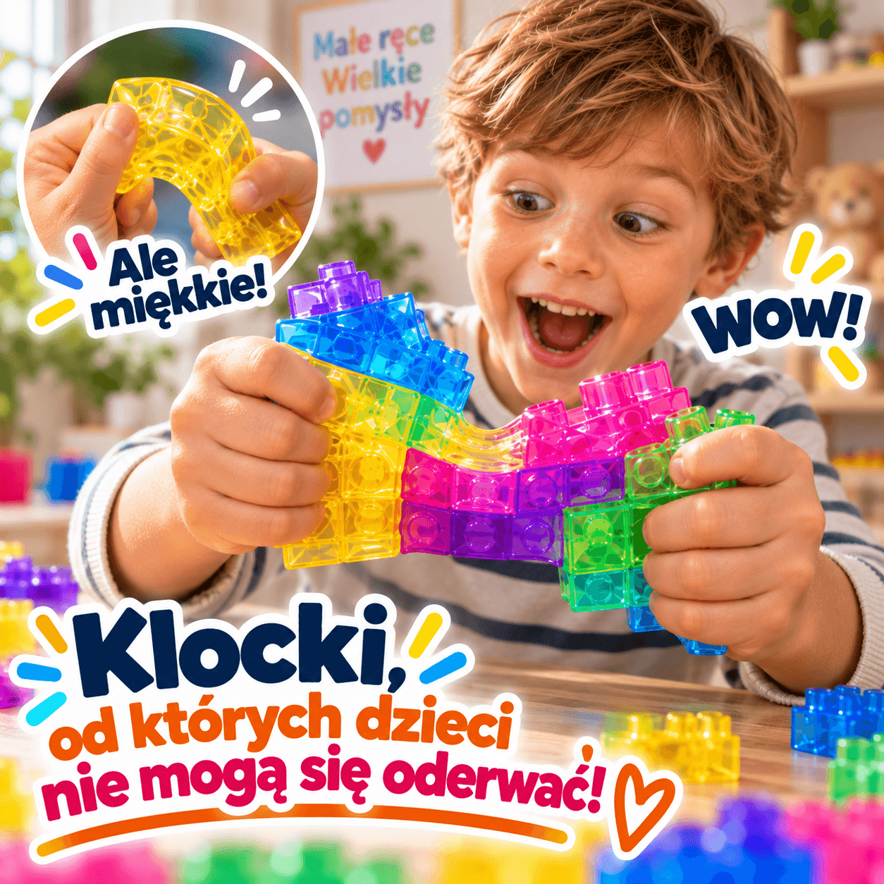 Gumiki - Miękkie Klocki do Budowania, Ściskania i Wyginania, 40 elementów